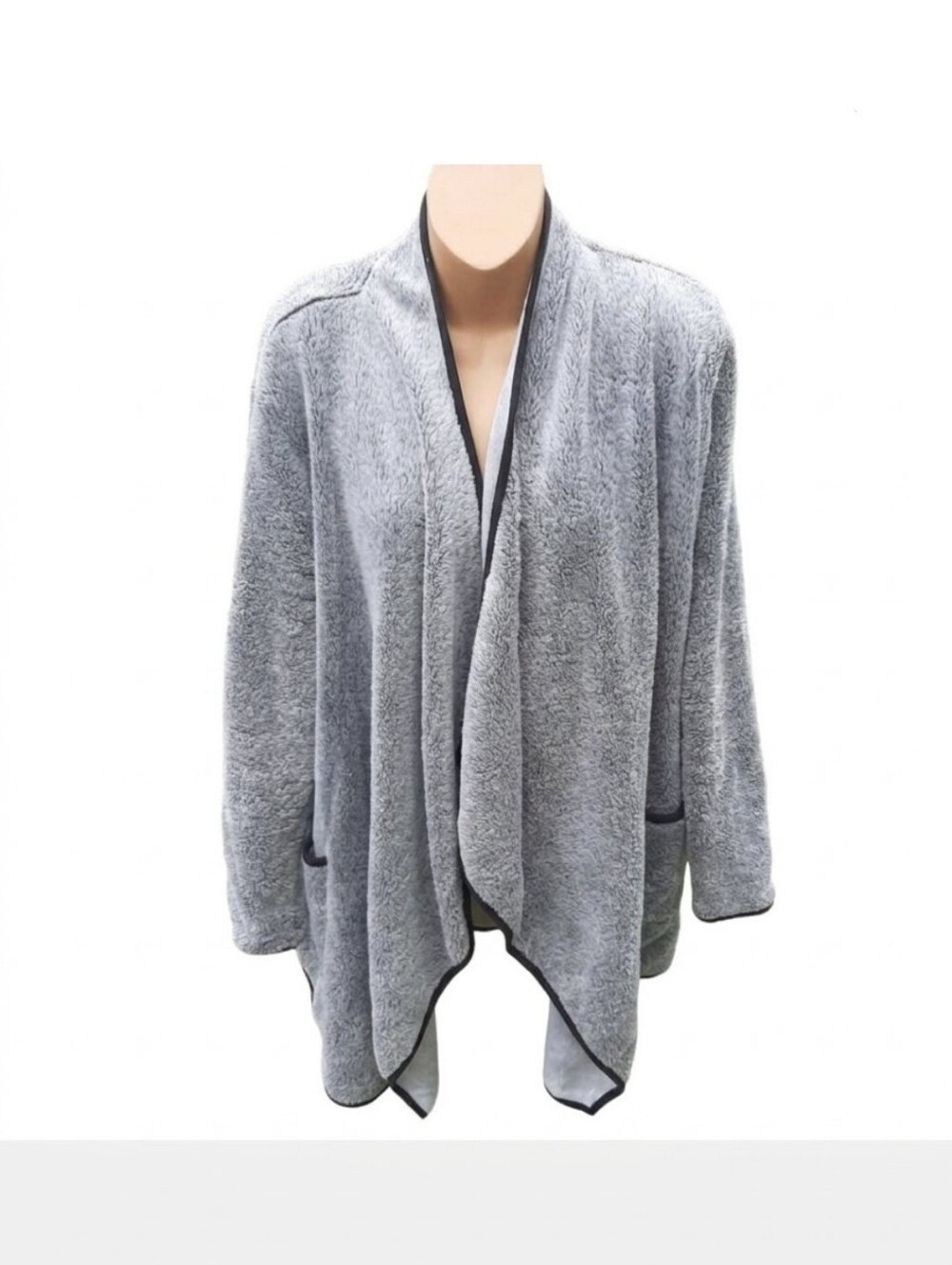 🛍Sleepyheads Ladies L/XL gray soft open front cardigan With Pockets C3